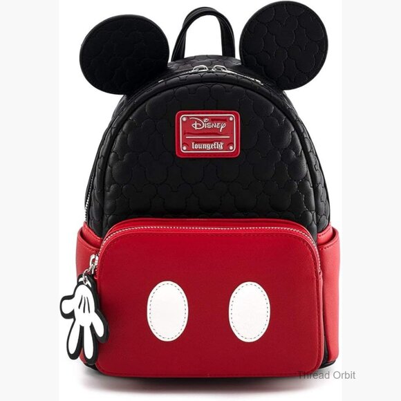 Quilted Mini Backpack with Mickey Mouse Applique and Embroidered Details